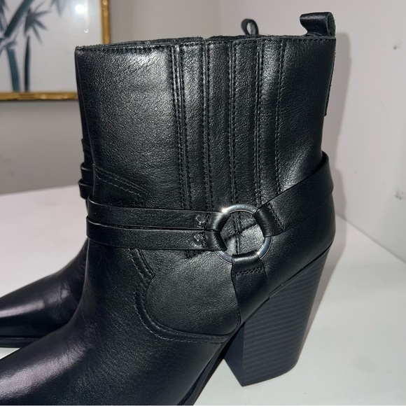 NWOB Aldo Black Square Toe Cowboy Booties - Picture 8 of 8